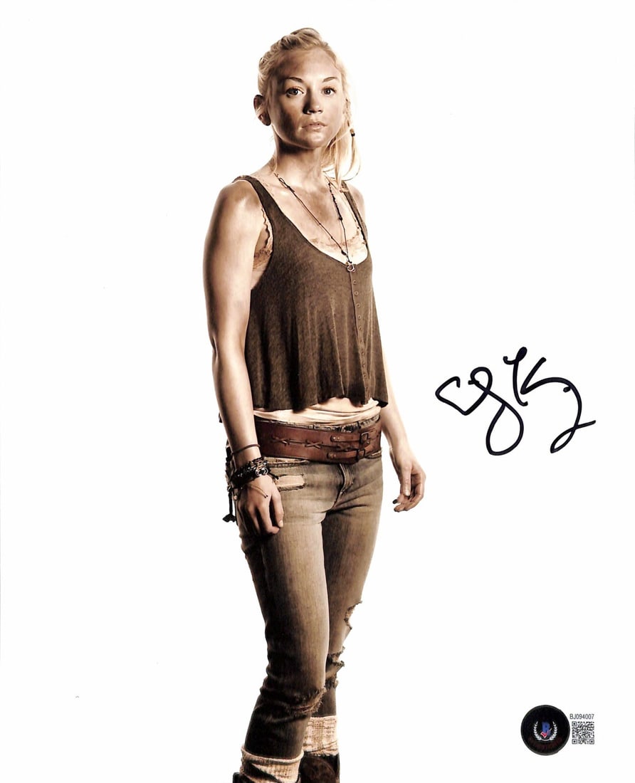 Emily Kinney Signed 8x10 Photo The Walking Dead Beckett Certified: Emily Kinney Signed 8x10 Photo The Walking Dead Beckett Certified This is an autographed 8x10 color photograph of Emily Kinney, known for her role as Beth Greene in the acclaimed TV series, The Walkin