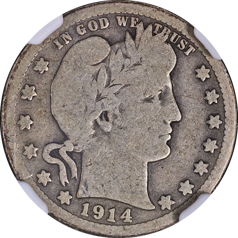 1914-S Barber Quarter NGC G4 Silver Coin with Eye Appeal (1 of 4)