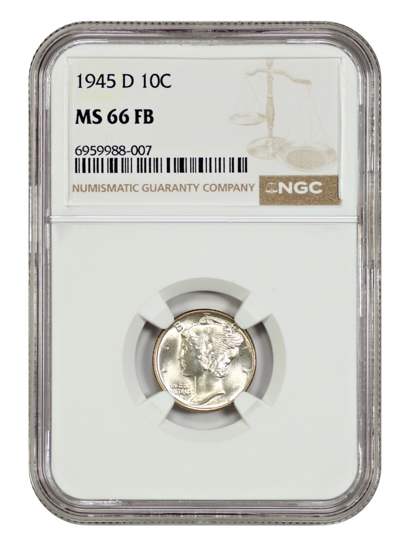 1945-D Mercury Dime NGC MS66FB Uncirculated Coin (1 of 4)