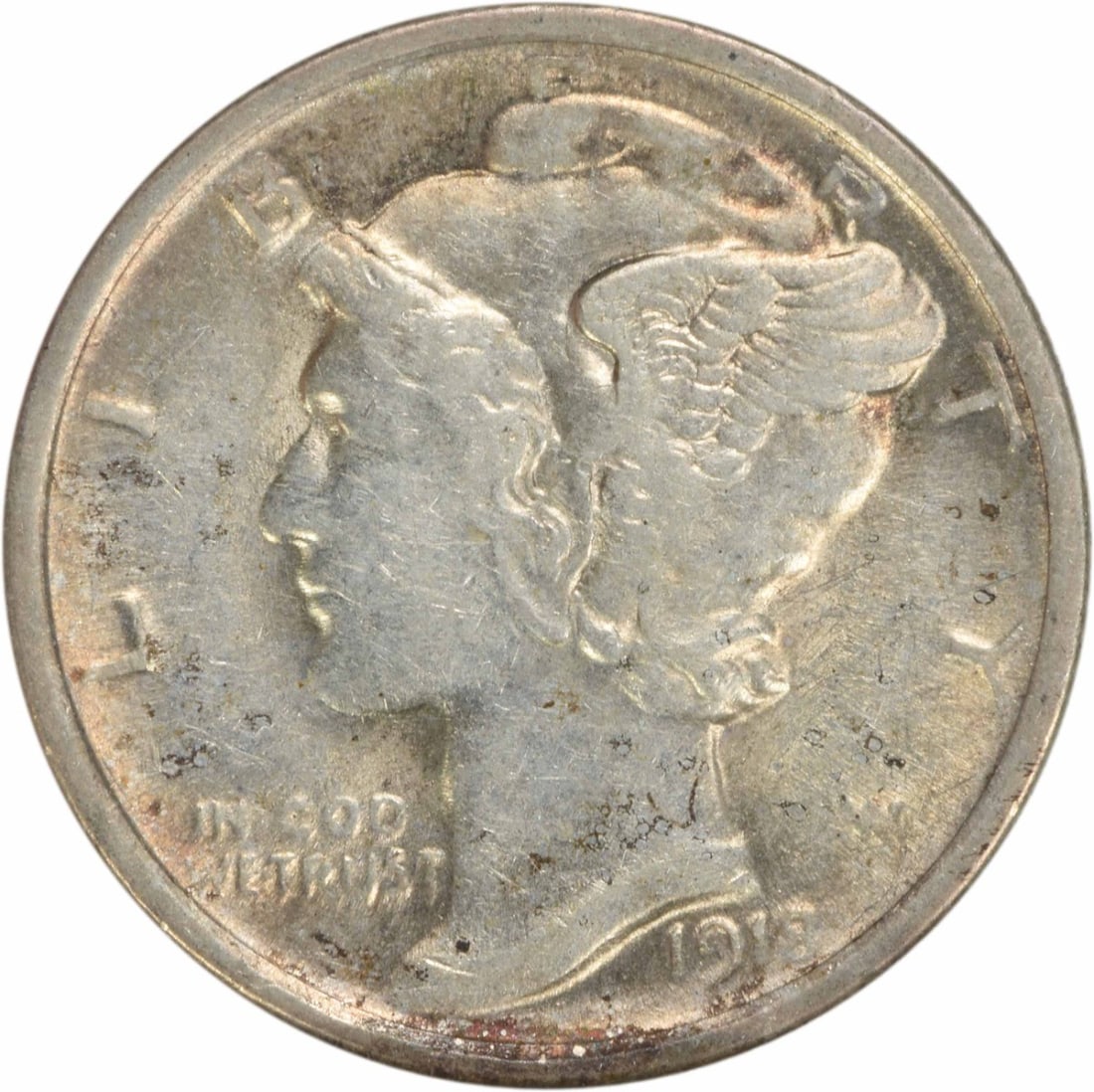1918 Mercury Silver Dime AU Uncertified Philadelphia 10C (1 of 2)