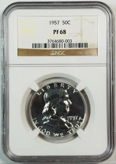 1957 Franklin Half Dollar NGC PF68 Uncirculated Silver Proof (1 of 2)