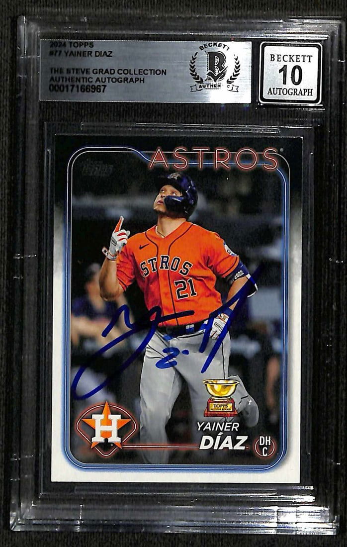 Yanier Diaz Houston Astros Autographed 2024 Topps Heritage Card Beckett Grade 10 (1 of 1)