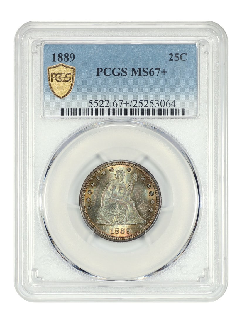Liberty Seated Quarter 1889 PCGS MS67 Plus Philadelphia Mint 25C Coin (1 of 6)