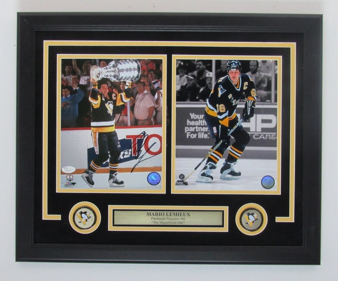 Framed Mario Lemieux Signed 8x10 Penguins Photo Collage JSA Authenticated (1 of 4)