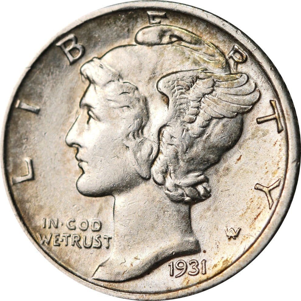 1931-S Mercury Dime Silver Coin Circulated Silver Fineness 0.9 (1 of 2)