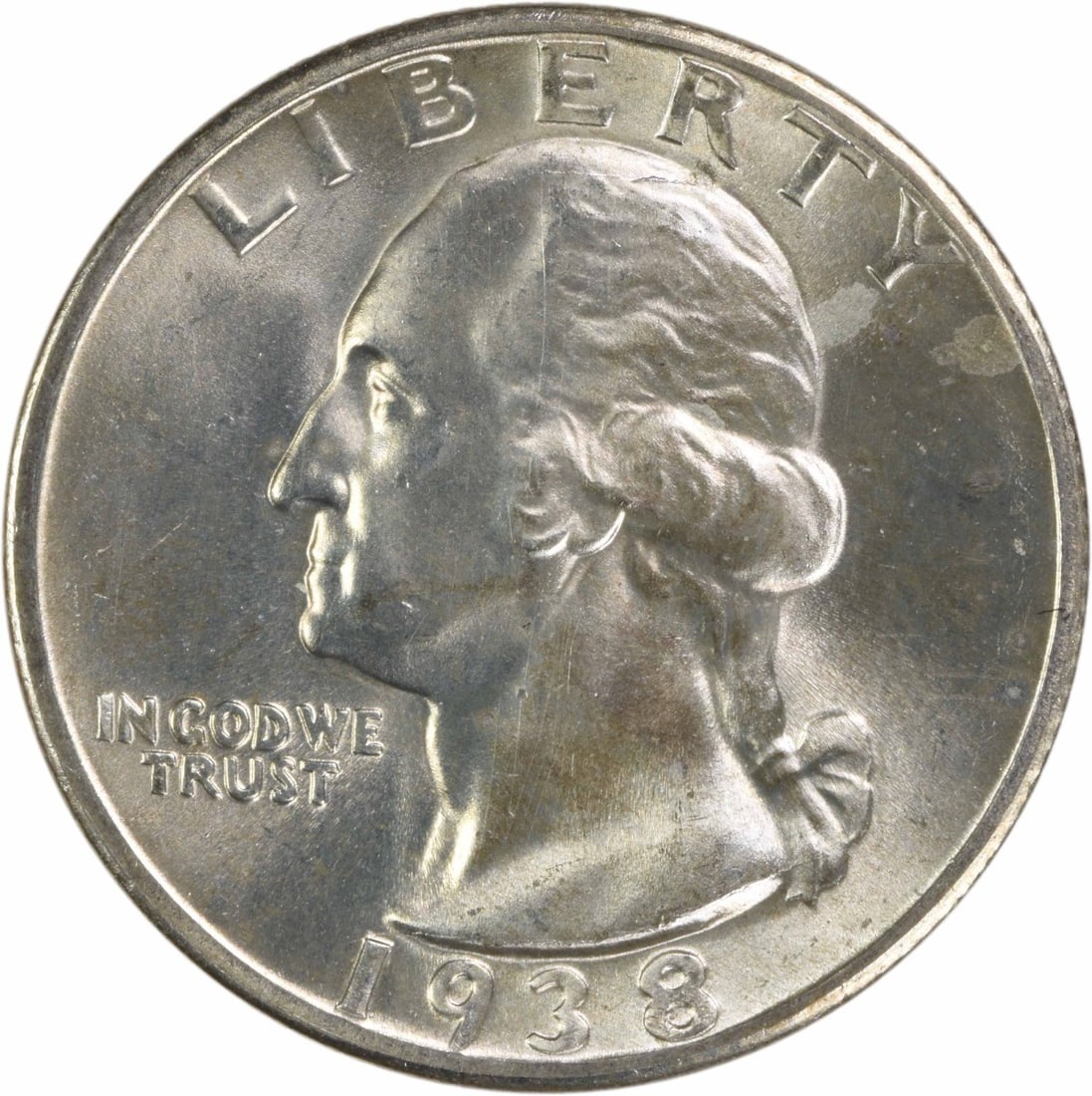 1938-S Washington Silver Quarter Uncertified Choice BU+ (1 of 2)