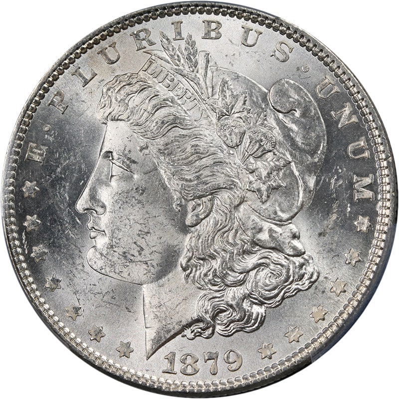 PCGS MS63 1879-P Morgan Dollar Silver Coin with Exceptional Luster (1 of 4)