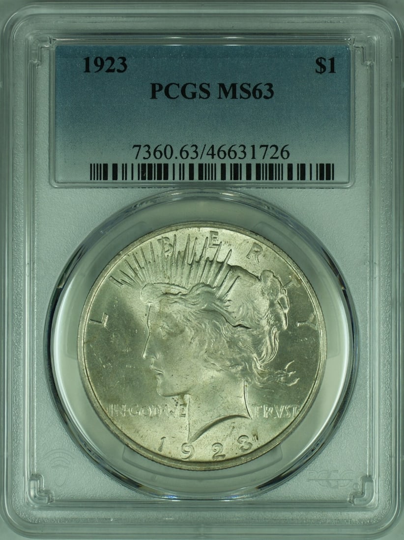 1923 Peace Silver Dollar Coin PCGS MS63 Uncirculated (1 of 2)