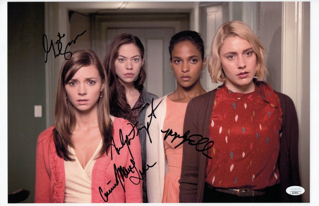 Damsels in Distress Cast Autographed 11x17 Photo JSA Greta Gerwig Analeigh Tipton: Damsels in Distress Cast Autographed 11x17 Photo JSA Greta Gerwig Analeigh Tipton Capture a piece of cinematic history with this original 11x17 photograph autographed by the talented cast of 'Damsels