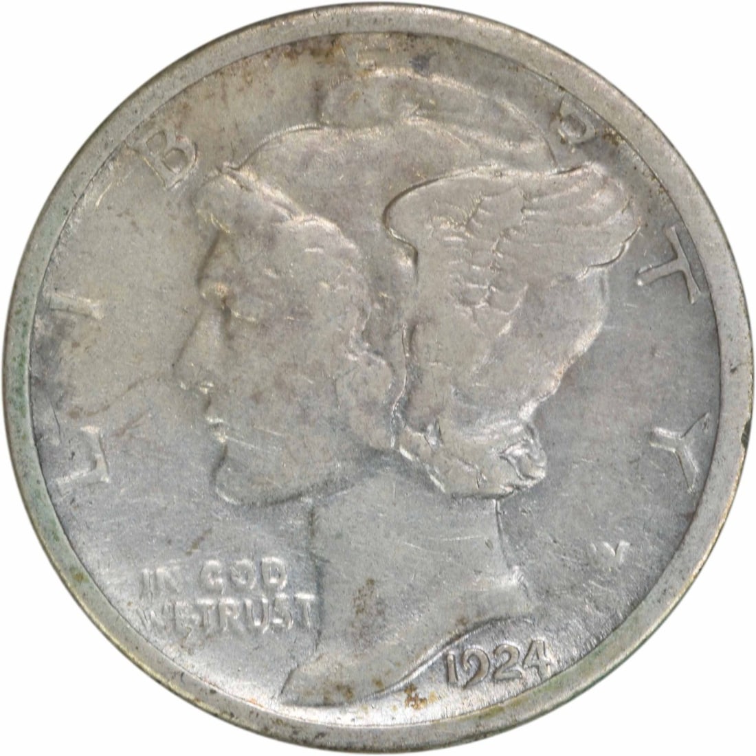 1924-S Mercury Dime 10C Silver EF Uncertified US Coin: 1924-S Mercury Dime 10C Silver EF Uncertified US Coin This 1924-S Mercury Silver Dime is a captivating piece of American numismatic history. Struck at the San Francisco mint, this coin features the ic