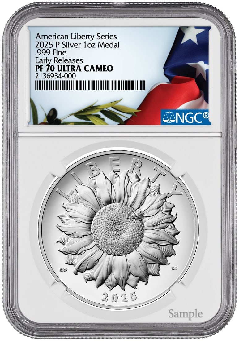 2025-P Silver American Liberty Medal PR70 NGC ER High Relief: 2025-P Silver American Liberty Medal PR70 NGC ER High Relief This 2025 American Liberty High Relief Silver Medal is a stunning collectible, featuring exceptional craftsmanship and detail. Made from .9