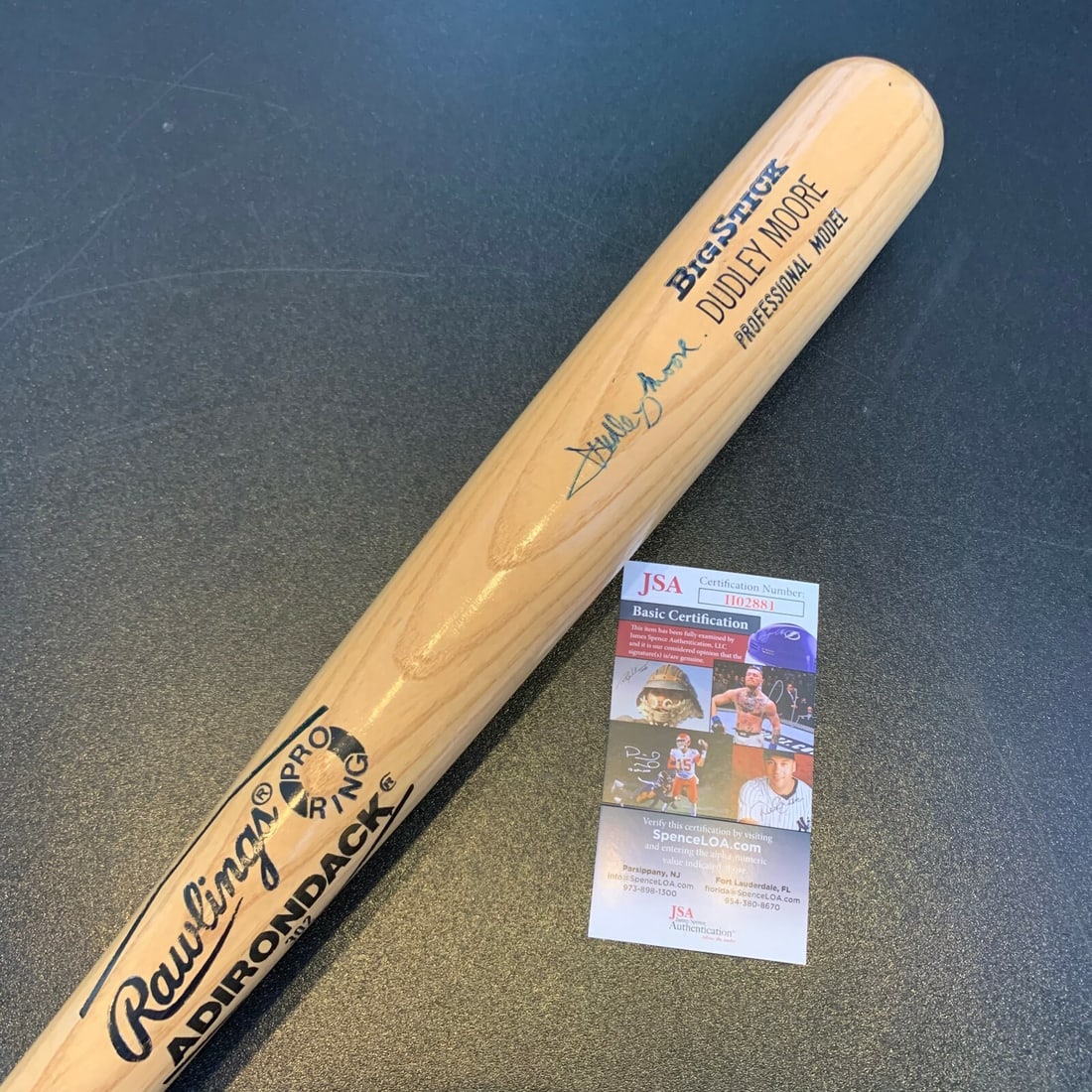 Dudley Moore Signed Baseball Bat with JSA COA & Letter of Provenance: Dudley Moore Signed Baseball Bat with JSA COA & Letter of Provenance This is an original Dudley Moore signed personal model baseball bat, accompanied by a James Spence Authentication (JSA) Certificate