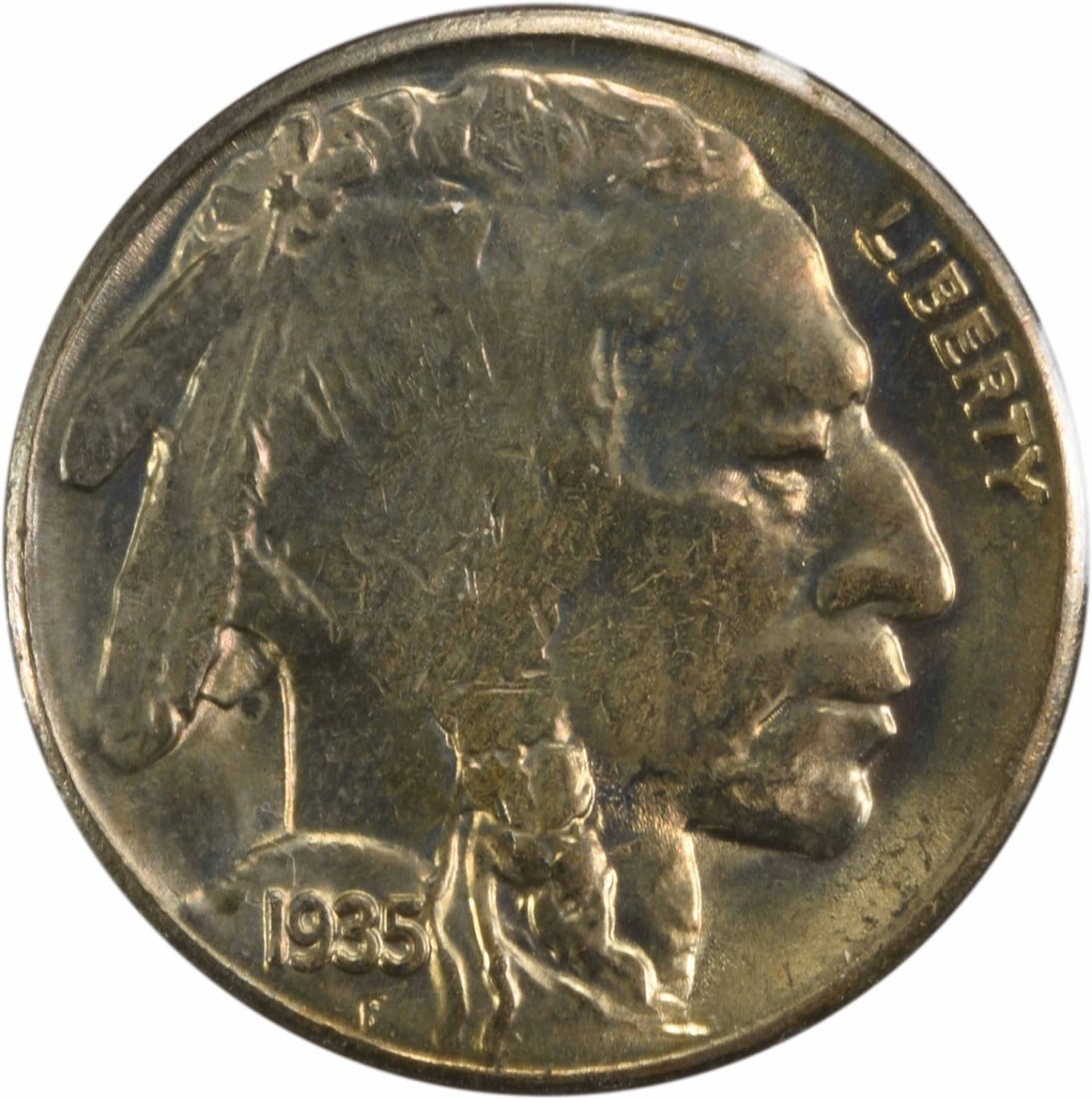 1935-S/S Buffalo Nickel Choice BU+ Uncertified 5C Coin: 1935-S/S Buffalo Nickel Choice BU+ Uncertified 5C Coin This 1935-S/S Buffalo Nickel is a remarkable piece from the United States Mint, showcasing a beautiful choice Brilliant Uncirculated (BU+) condit