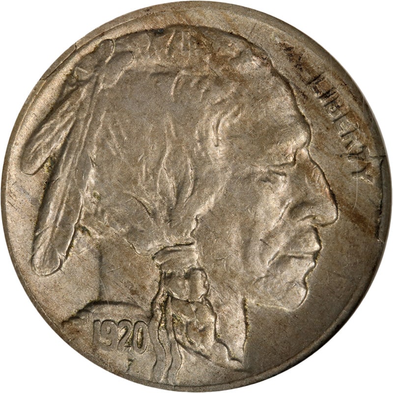 1920-D Buffalo Nickel ANACS AU50 Nice Strike Coin: 1920-D Buffalo Nickel ANACS AU50 Nice Strike Coin This 1920-D Buffalo Nickel, graded AU50 by ANACS, showcases a nice strike with good eye appeal. The nickel exhibits decent color and surfaces, reflect