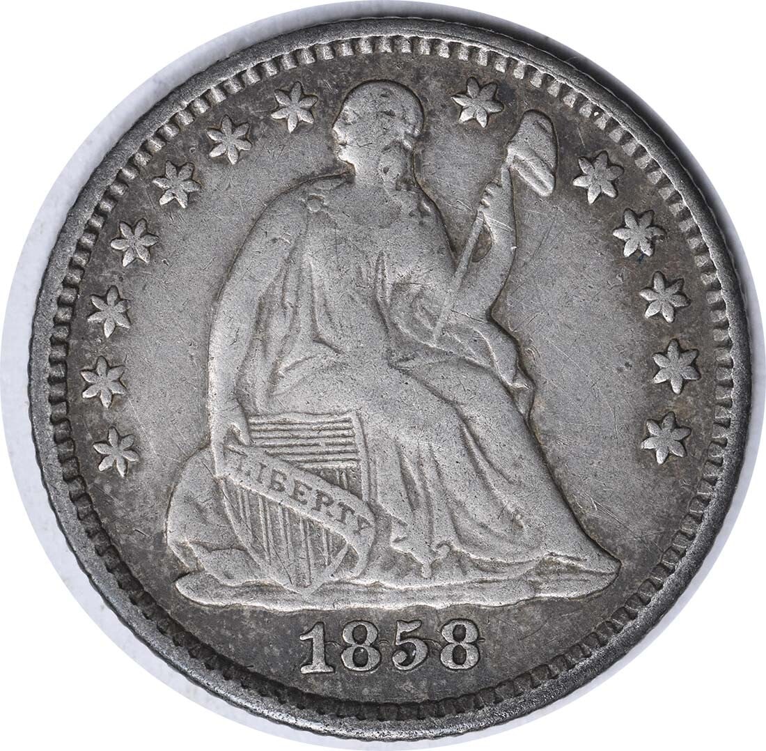 1858 Liberty Seated Half Dime Inverted Date RPD Uncertified Coin: 1858 Liberty Seated Half Dime Inverted Date RPD Uncertified Coin This 1858 Liberty Seated Half Dime features an inverted date, classified as RPD FS-302. It was minted in Philadelphia and is composed o