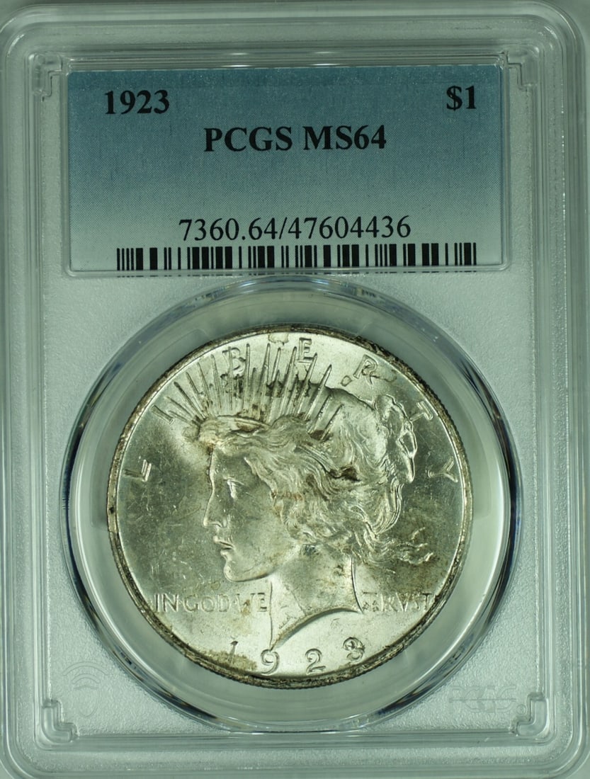 1923 Peace Silver Dollar Coin PCGS MS 64 Uncirculated (1 of 2)