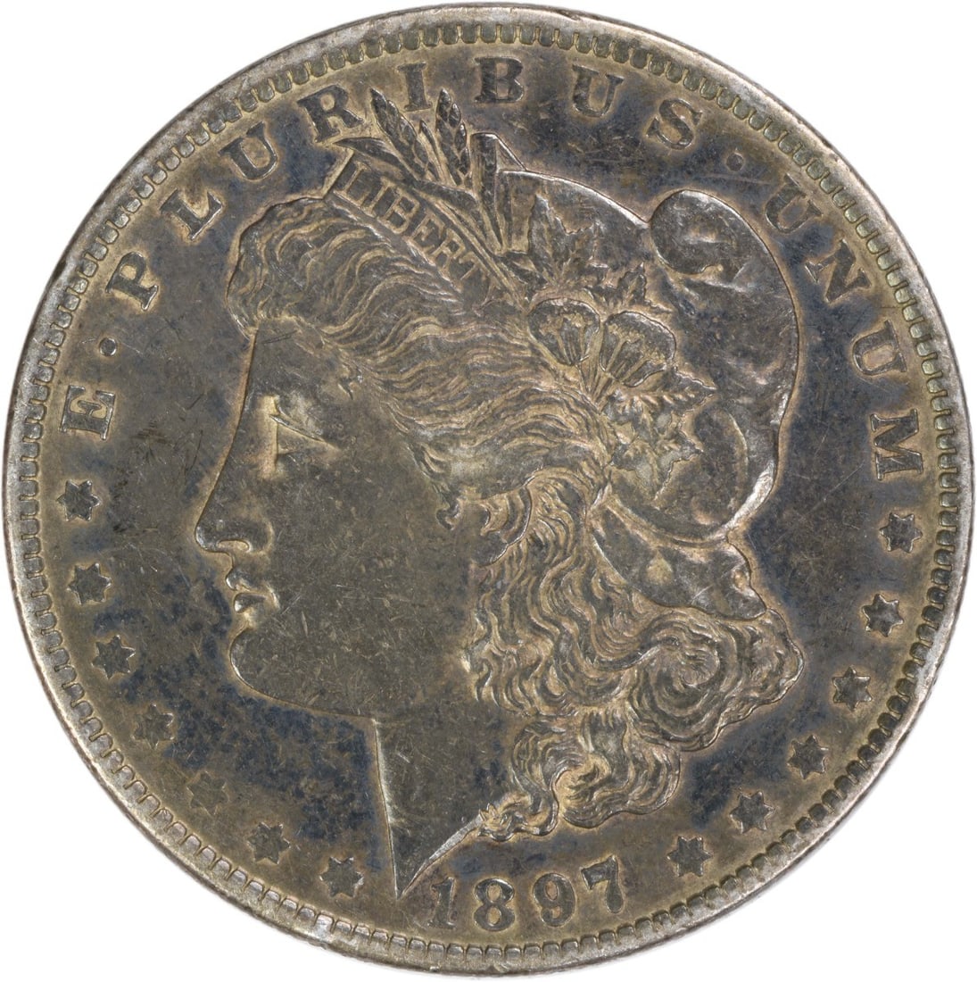 1897-O Morgan Dollar Extra Fine New Orleans Mint 90 Percent Silver Uncertified: 1897-O Morgan Dollar Extra Fine New Orleans Mint 90 Percent Silver Uncertified This 1897-O Morgan Silver Dollar is a circulated coin struck at the New Orleans Mint. Composed of 90% silver and 10% copp