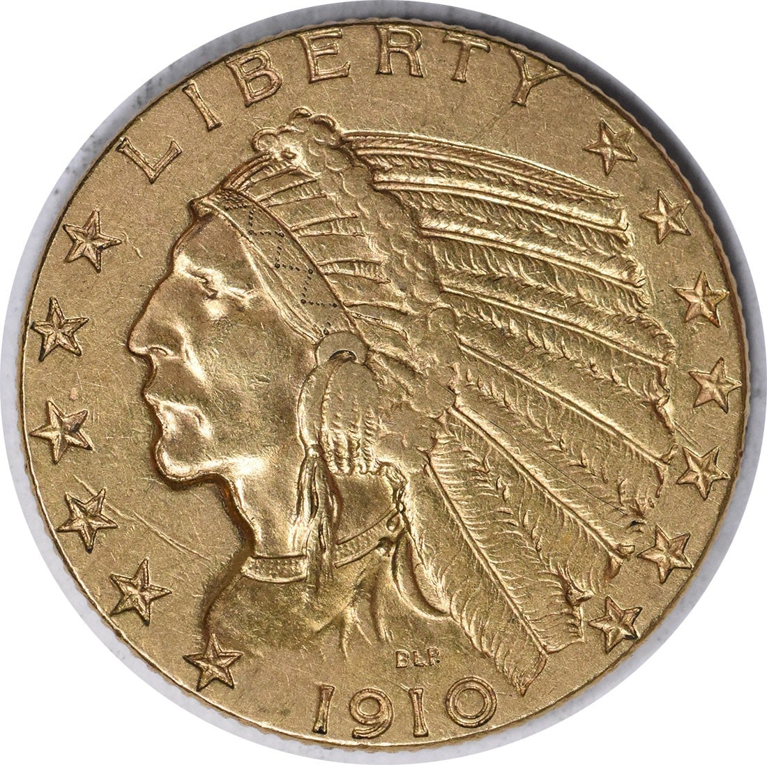 1910 $5 Gold Indian Coin by Bela Lyon Pratt Uncertified XF: 1910 $5 Gold Indian Coin by Bela Lyon Pratt Uncertified XF This 1910 $5 Gold Indian coin is a remarkable piece of American numismatic history. Designed by Bela Lyon Pratt, this coin features a stunnin