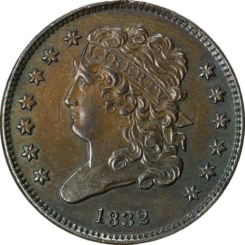 1832 Half Cent Uncirculated Copper C-3 R.1 Strong Strike (1 of 2)