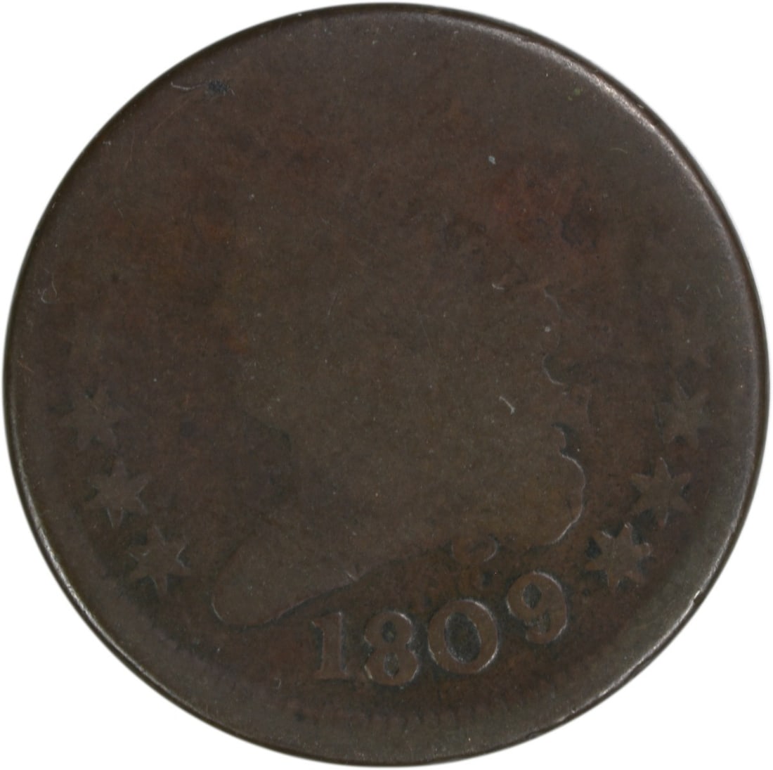 1809 Classic Head Half Cent Copper Coin AG Uncertified: 1809 Classic Head Half Cent Copper Coin AG Uncertified This 1809 Half Cent, classified as AG (About Good) grade, features the Classic Head design by John Reich. Minted in Philadelphia, this