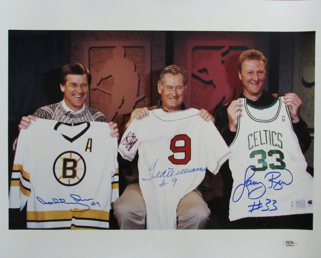 Bobby Orr Ted Williams Larry Bird Signed Boys of Boston Photo PSA/DNA 16x20 (1 of 5)