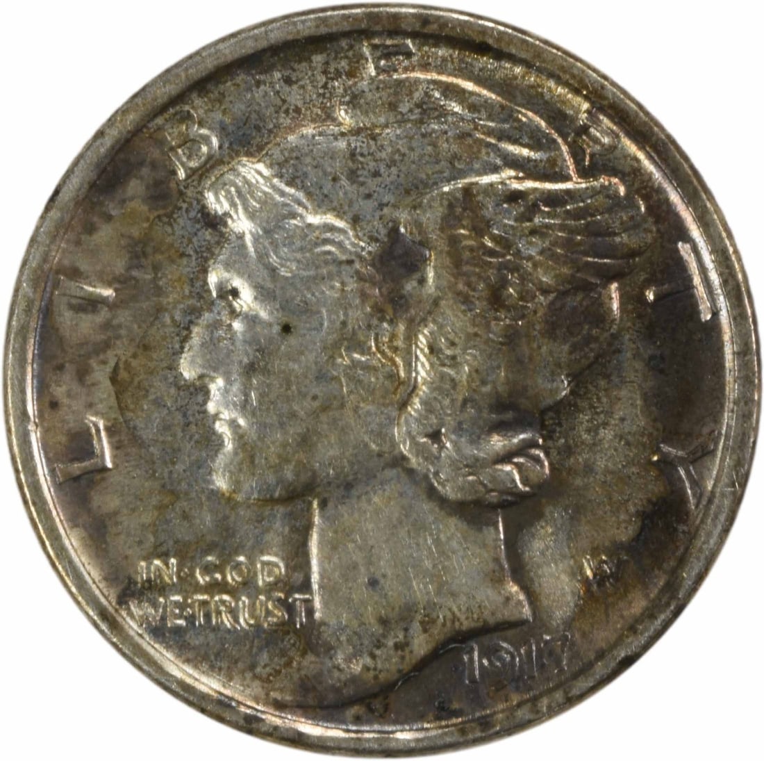 1917-S Mercury Dime 10C AU Uncertified Silver Coin (1 of 2)