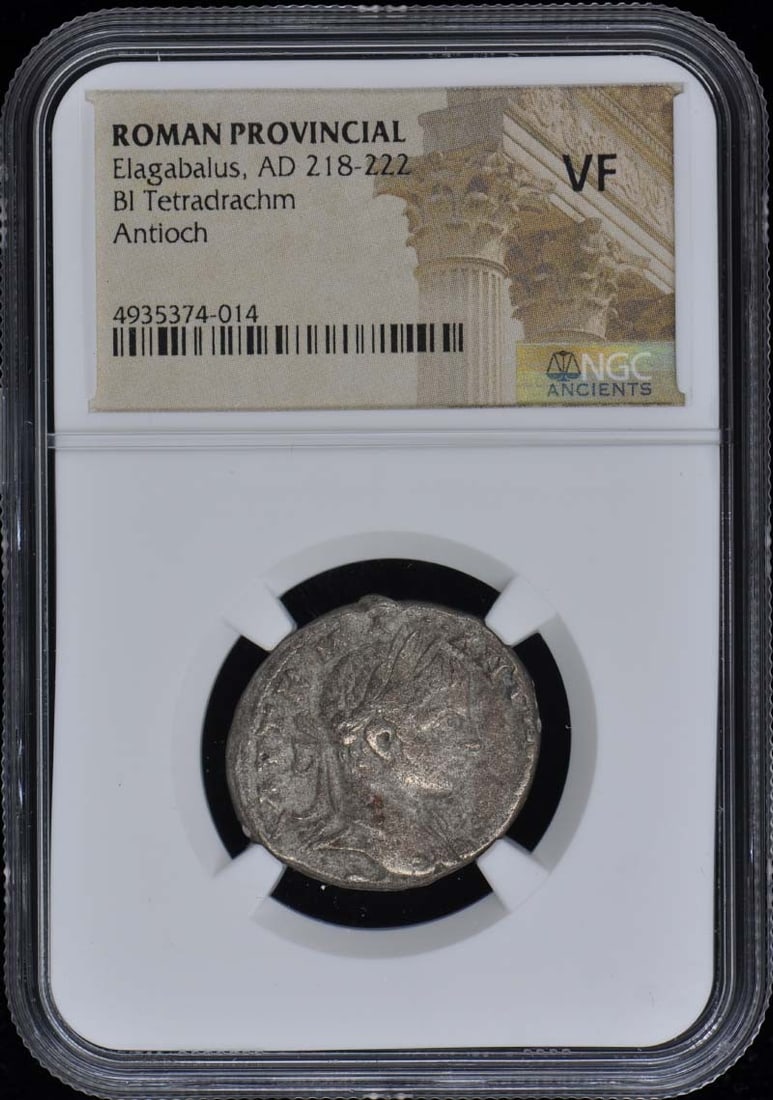 Elagabalus AD 218-222 Roman Tetradrachm NGC VF20 Certified Coin (1 of 2)