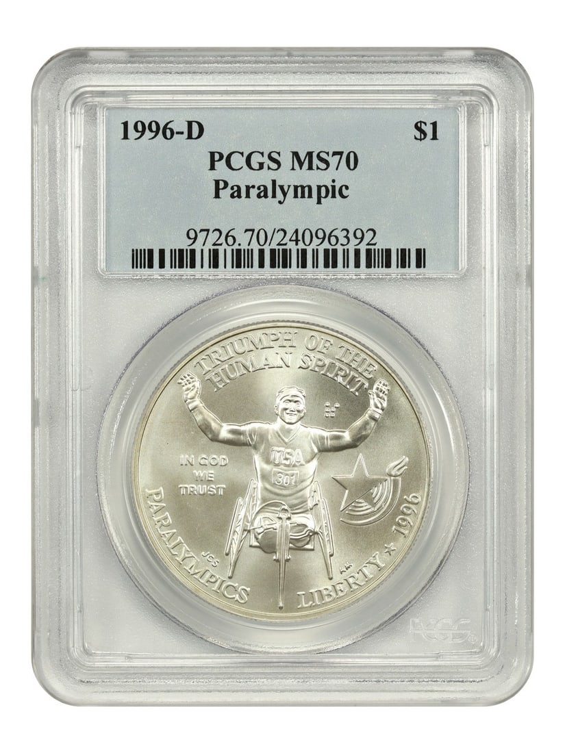 1996-D $1 Paralympic Coin PCGS MS70 Uncirculated Silver (1 of 4)