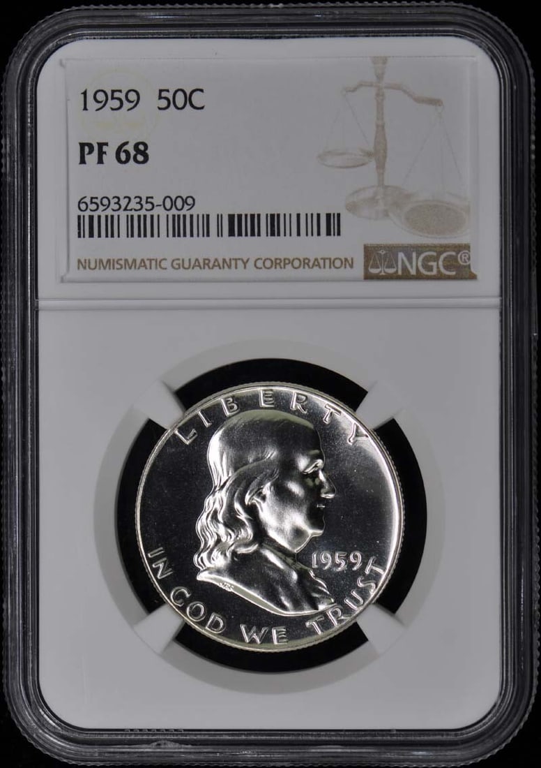 1959 Franklin Half Dollar NGC PR68 Uncirculated Proof Coin (1 of 2)