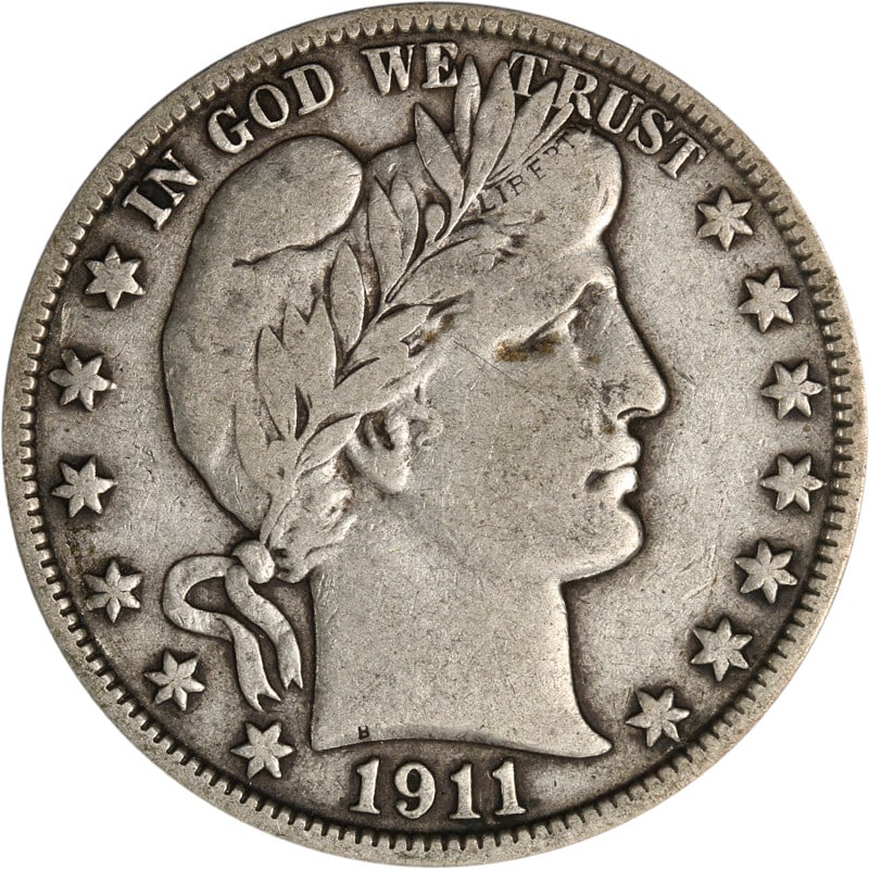 1911-S Barber Half Dollar Silver Circulated Coin: 1911-S Barber Half Dollar Silver Circulated Coin This 1911-S Barber Half Dollar showcases a stunning design that reflects the artistry of its era. Minted in San Francisco, this coin is composed of hig