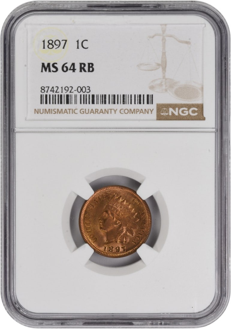 Indian Head Small Cent 1897 MS64RB Certified by NGC (1 of 2)