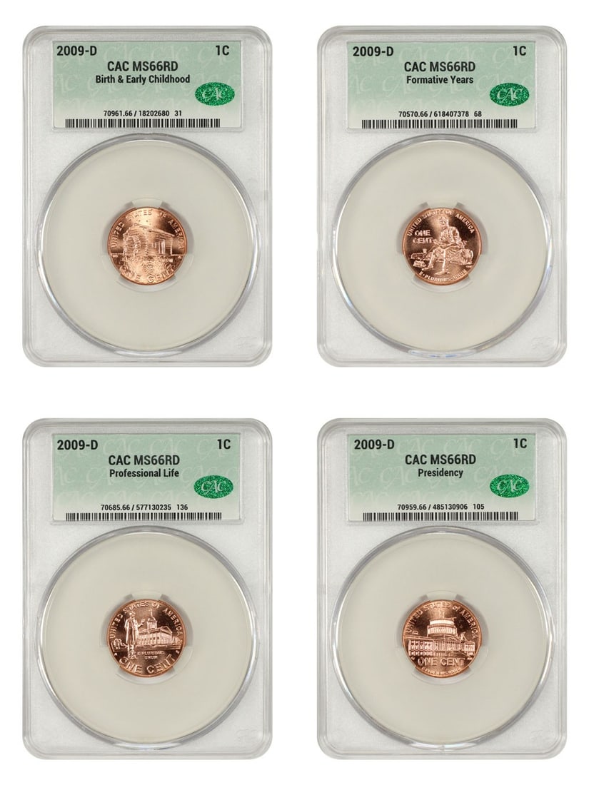 2009-D Lincoln Cent Lot of 4 Coins CACG MS66RD (1 of 4)