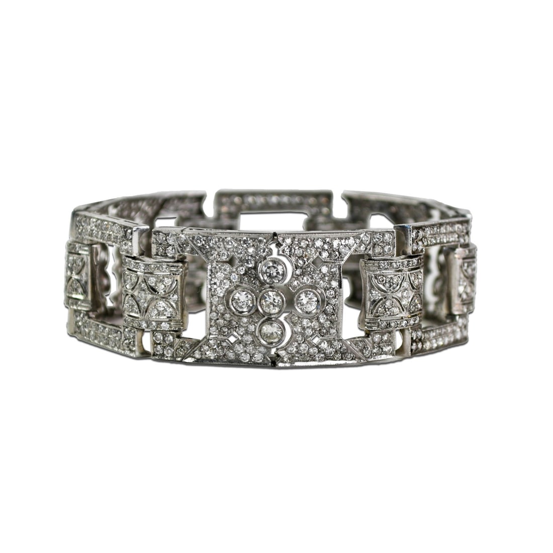 Art Deco Platinum Diamond Bracelet 8.30 ct SI Clarity 7.5" Length (1 of 6)