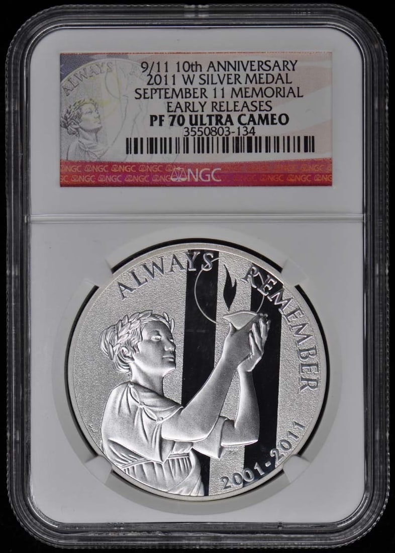 2011 NGC PR70DCAM Silver September 11 Memorial Medal (1 of 2)