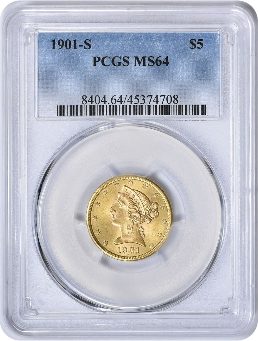 1901-S $5 Gold Liberty Head Coin MS64 PCGS Uncirculated (1 of 2)