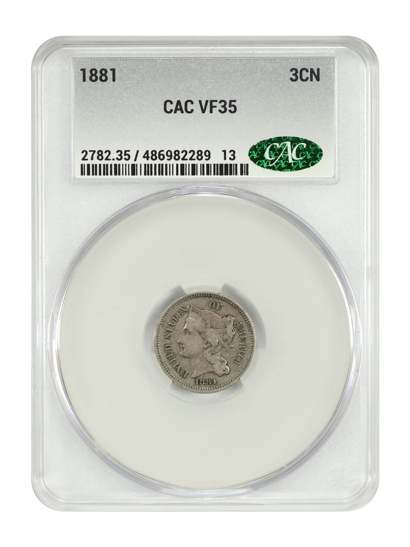 1881 Three Cent Nickel CACG Certified VF35 (1 of 4)