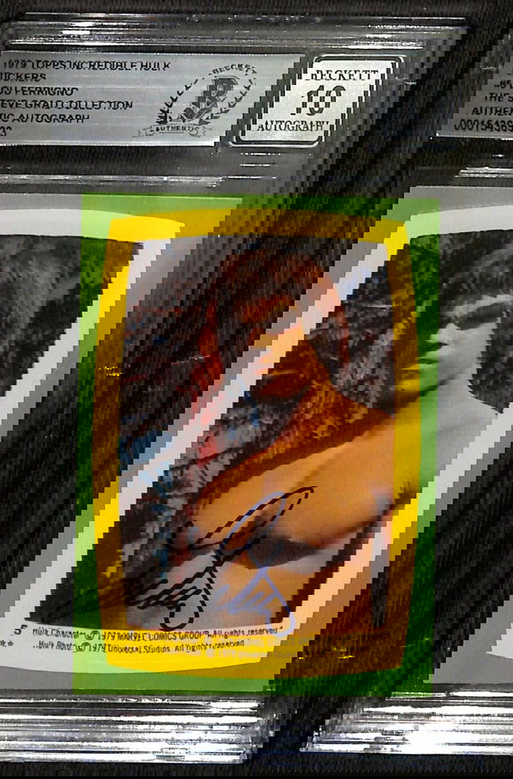 Lou Ferrigno Signed 1979 Topps Incredible Hulk Sticker #5 Auto 10 Beckett (1 of 1)