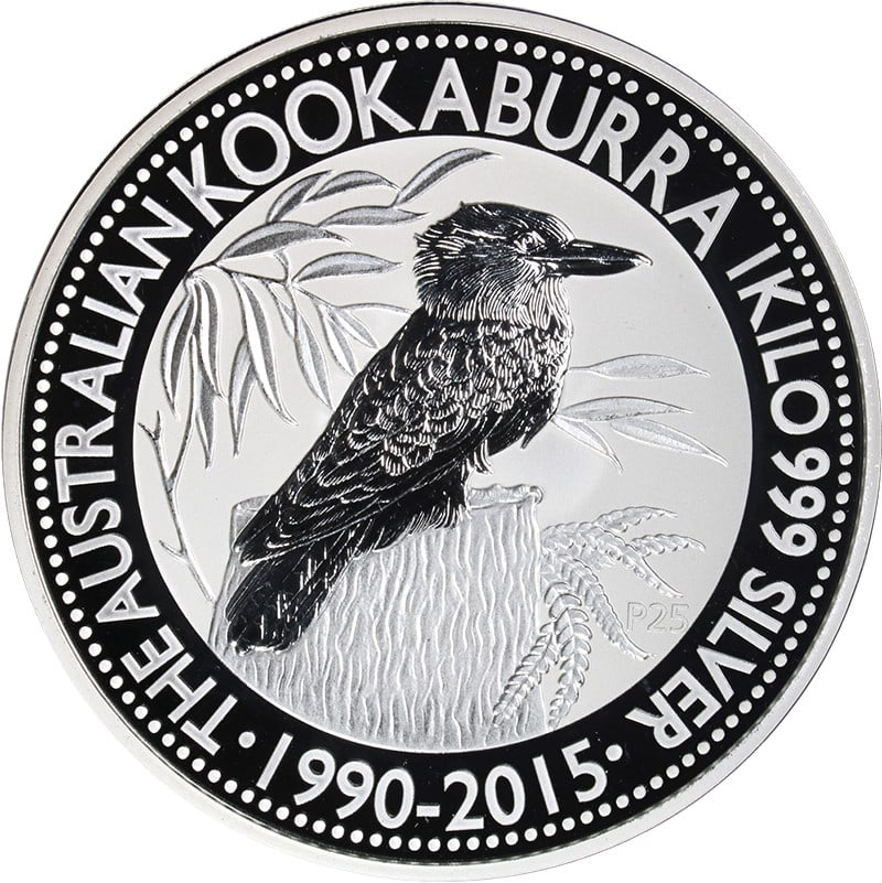 Australian Kookaburra 2015 One Kilo Silver Coin in Capsule: Australian Kookaburra 2015 One Kilo Silver Coin in Capsule This is a 2015 Australian 1 Kilo Silver $30 Kookaburra coin in Brilliant Uncirculated condition. Struck in .999 fine silver, it features impr