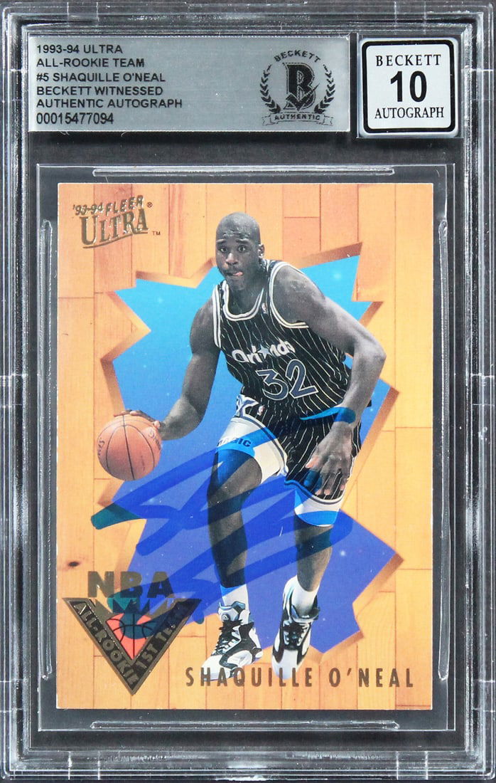 Shaquille O'Neal Signed 1993 Ultra All Rookie Team #5 Card Gem Mint 10 Beckett (1 of 2)