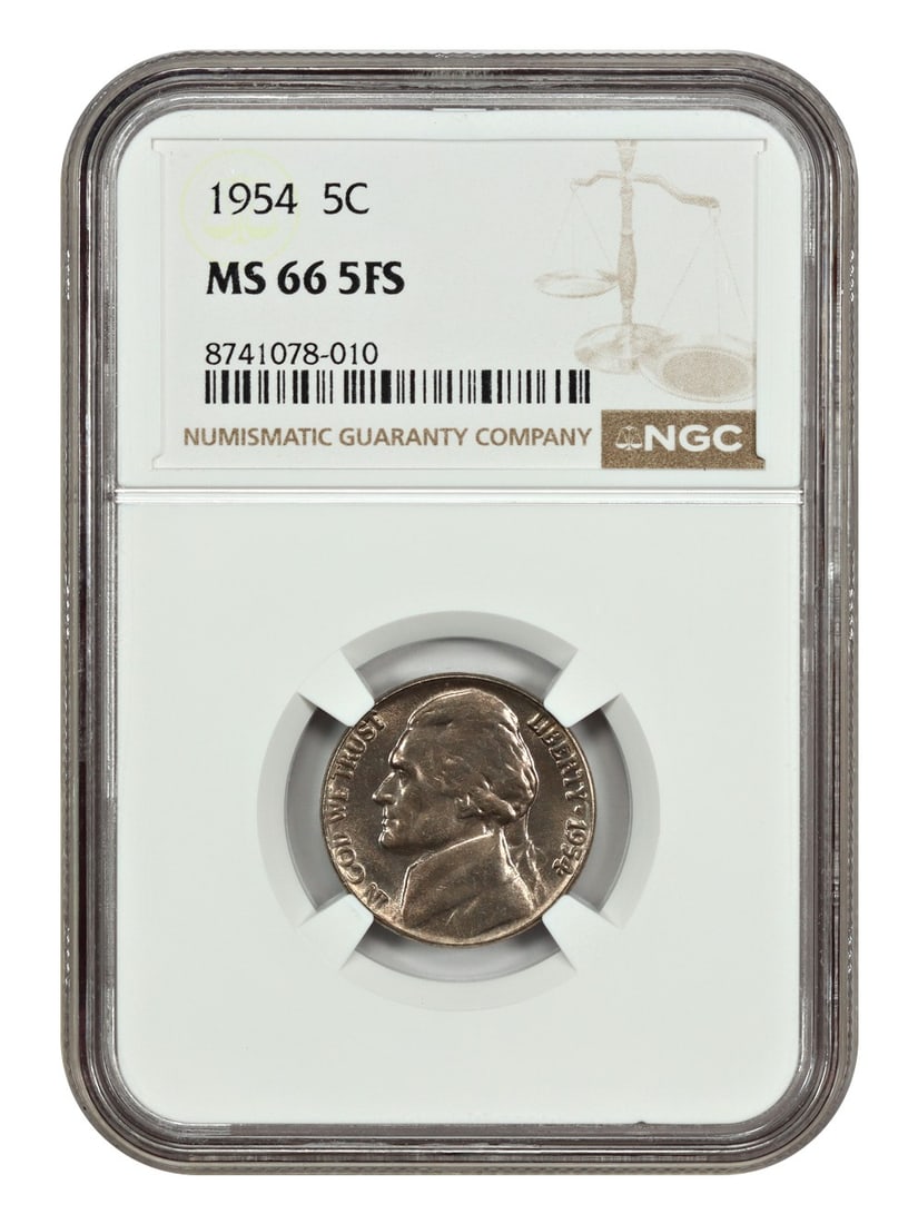 1954 Jefferson Nickel NGC MS66 5FS Uncirculated Coin (1 of 4)