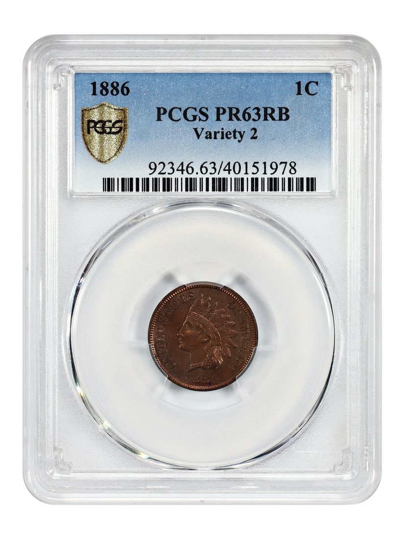 1886 Indian Cent Proof Type 2 PCGS PR63RB Rare Variety (1 of 6)