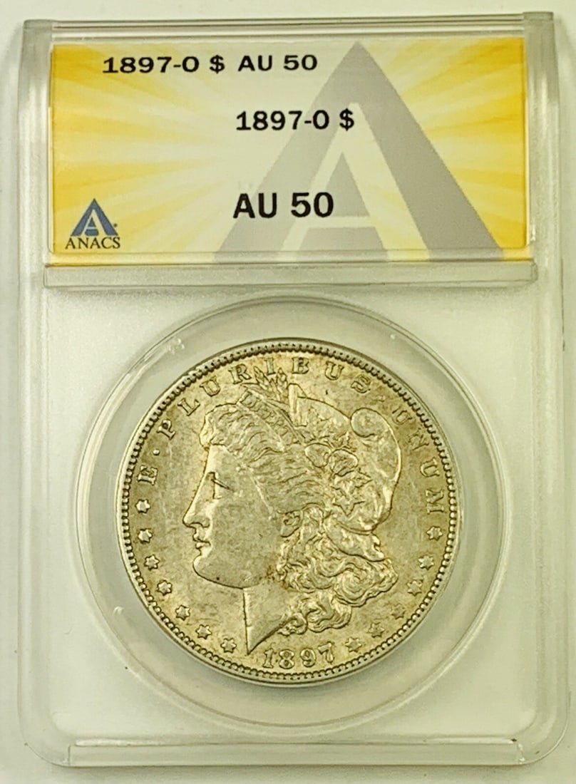 1897-O Morgan Silver Dollar ANACS AU 50 Coin (1 of 2)