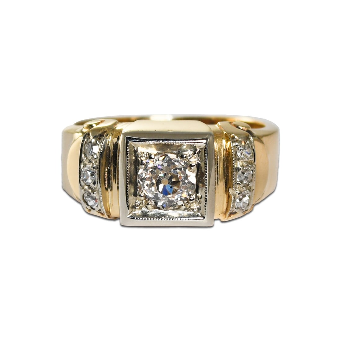 Vintage 13K Yellow Gold Diamond Ring 0.70ct Old Cut (1 of 7)