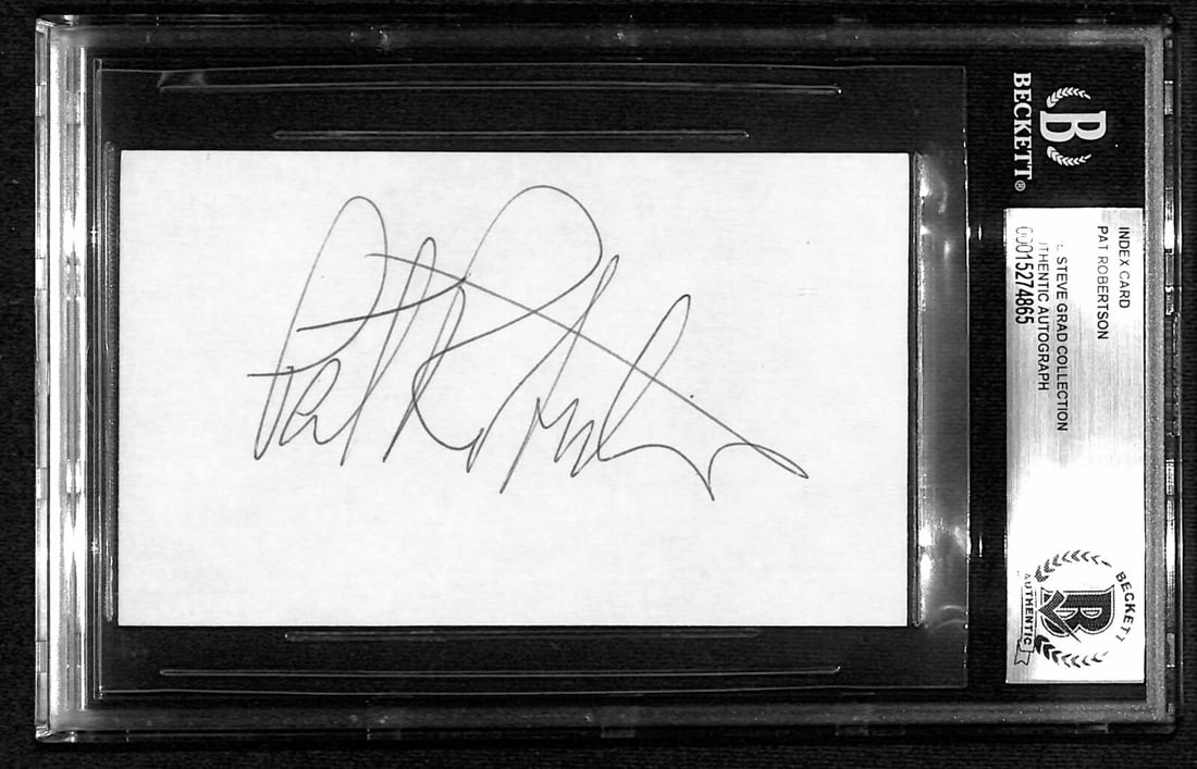 Pat Robertson Signed 3x5 Index Card Beckett Authenticated (1 of 1)