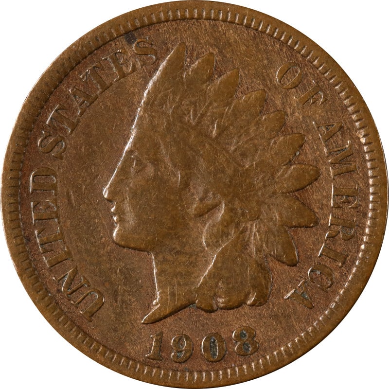 1908-S Indian Cent Copper Coin San Francisco Circulated (1 of 2)