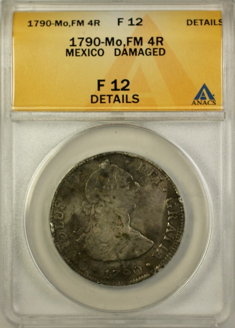 1790 Mexico 4 Reales Silver Coin ANACS F 12 Certified (1 of 2)