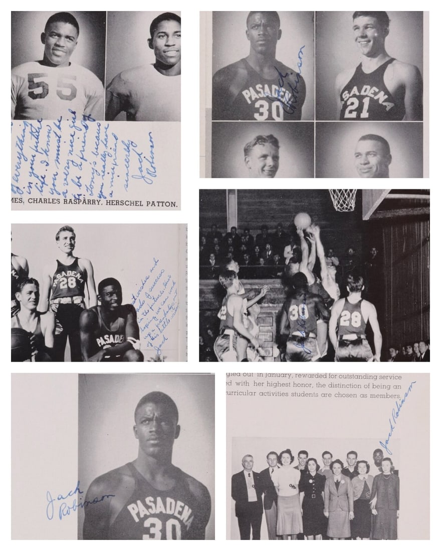 Jackie Robinson Signed 1939 Pasadena City College Yearbook 6 Authentications JSA: Jackie Robinson Signed 1939 Pasadena City College Yearbook 6 Authentications JSA This 1939 Pasadena City College yearbook is a remarkable collector's item featuring six autographs from the legendary J