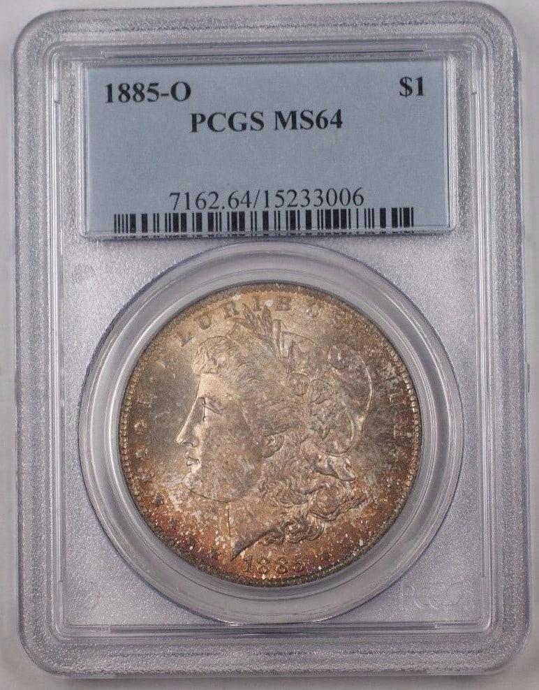 1885-O Morgan Silver Dollar Coin PCGS MS-64 Beautifully Toned (1 of 2)