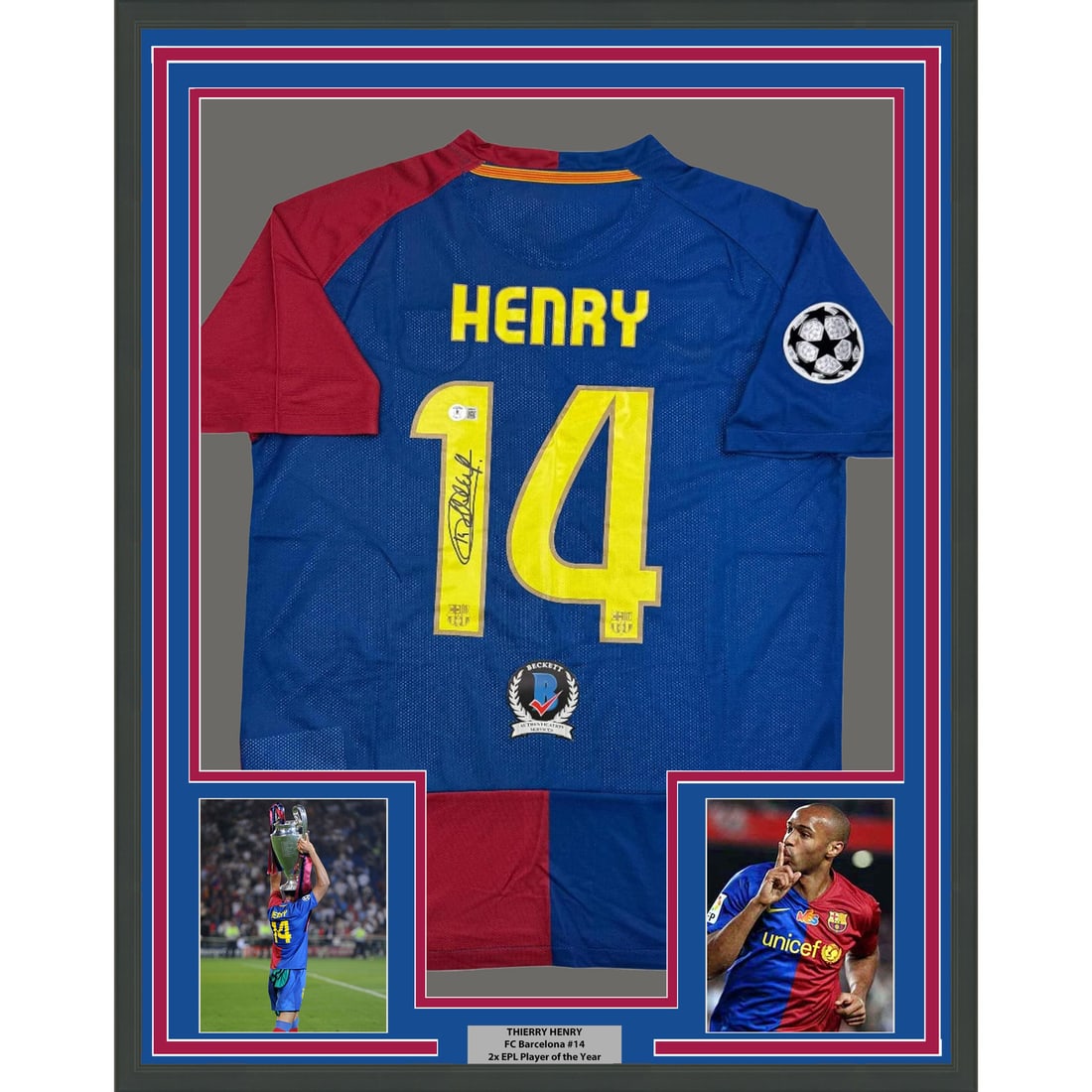Framed Thierry Henry Autographed FC Barcelona Jersey BAS COA (1 of 2)