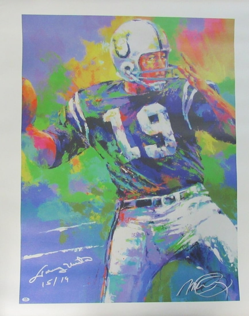 Johnny Unitas HOF Autographed Lithograph Poster 36x45.5 PSA/DNA Colts (1 of 4)